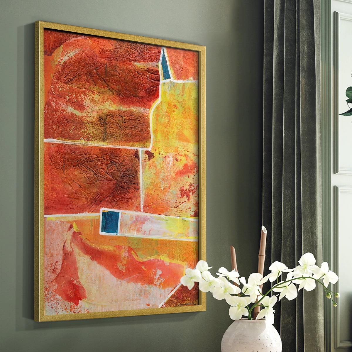 Primary Connection IV in Gold Solid Wood 16 x 20 Framed Print