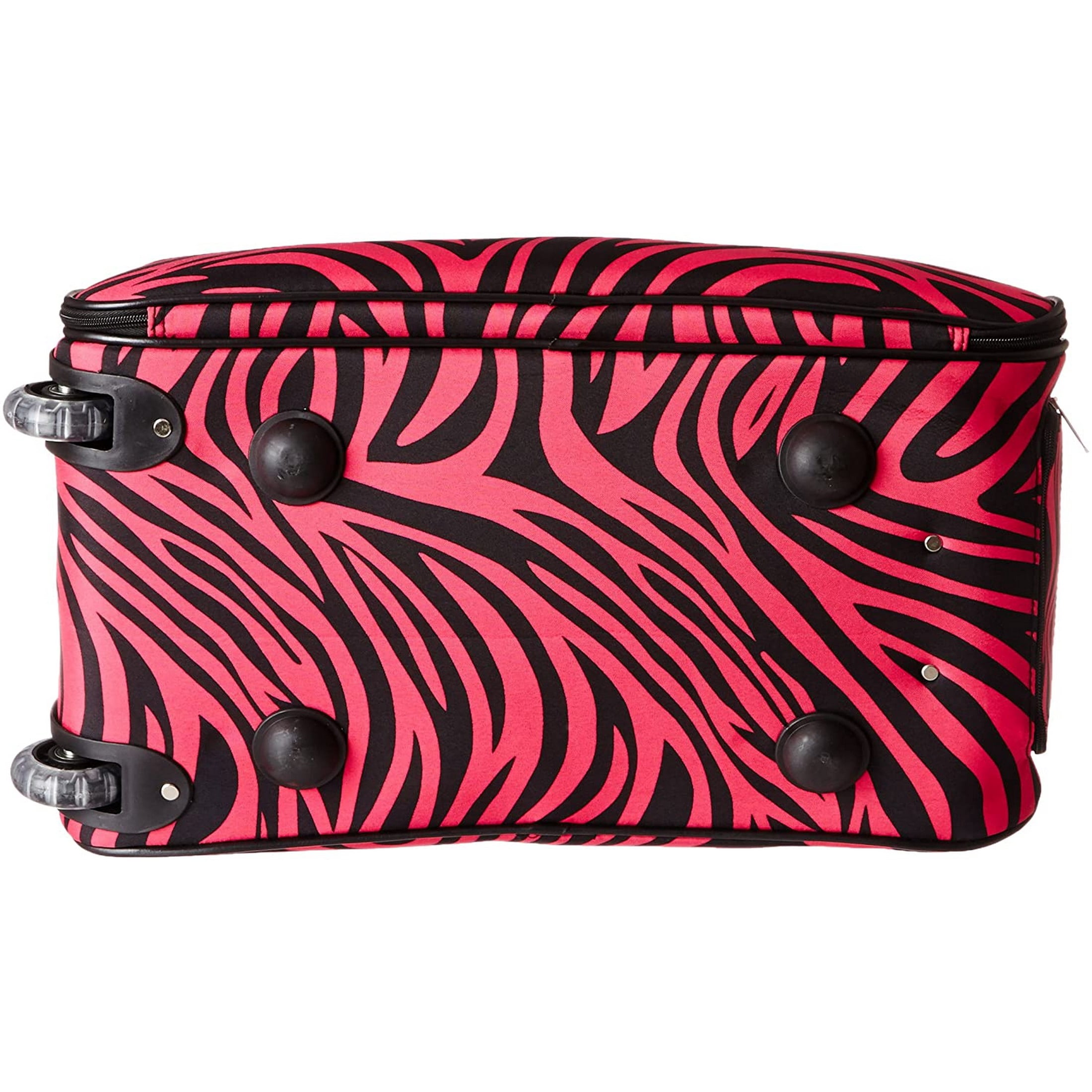 CalBags Animal Prints 21-Inch Carry-On Rolling Duffel Bag - Fuchsia Black Zebra