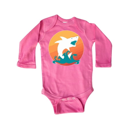 

Inktastic Shark with Orange Sunset Gift Baby Boy or Baby Girl Long Sleeve Bodysuit