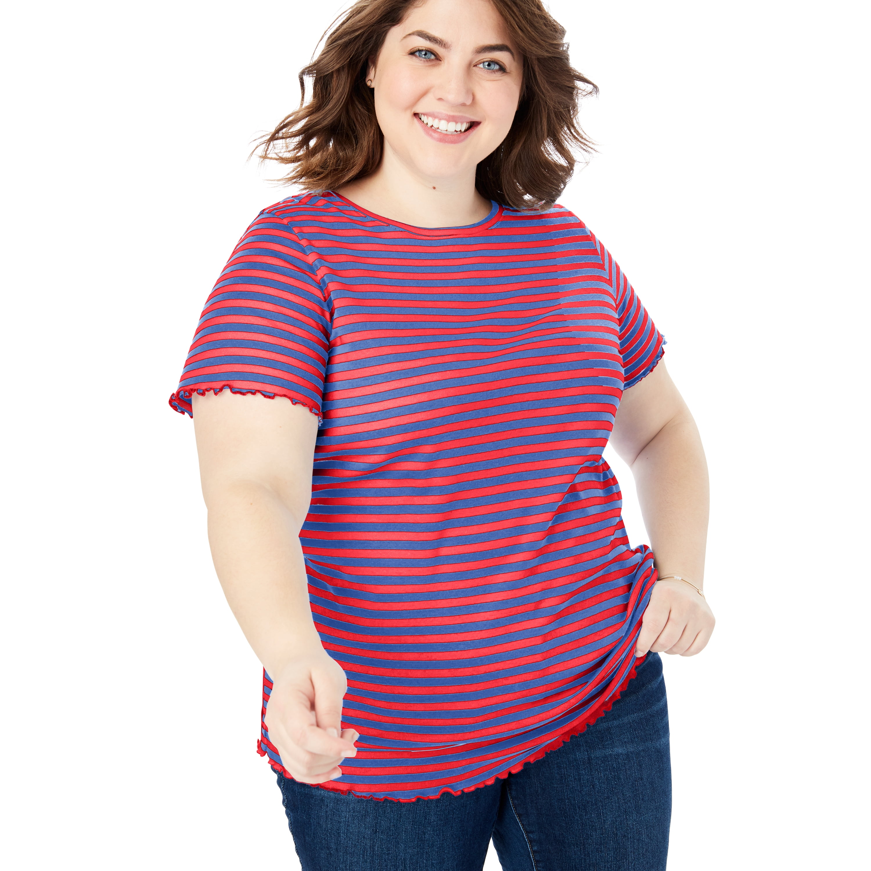 Plus Size Ruffle-Edge Tee Shirt 