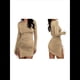 thumbnail image 3 of Vestido Corto de Punto Elástico, Ajustado, Fruncido, con Cordón Ajustable, Liso, de Otoño, Cuello Redondo, Larga Caqui M, 3 of 7