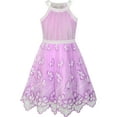 thumbnail image 1 of Girls Dress Purple Butterfly Embroidered Halter Dress Party 6 Years, 1 of 6