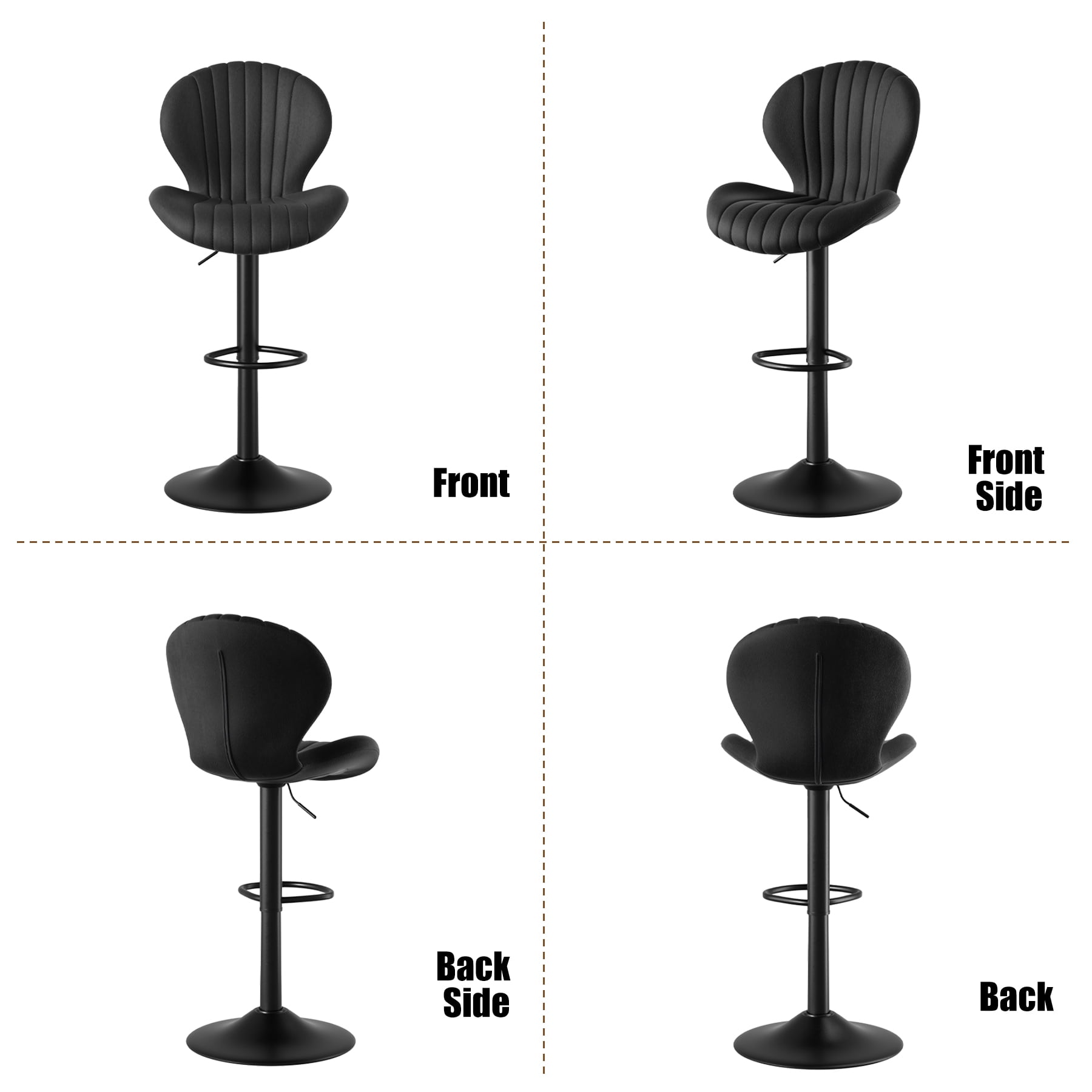 Hawsaiy Bar Stools Set of 1, Modern Swivel Bar Chairs with Mid Back and Adjustable Seat Height,Blcak