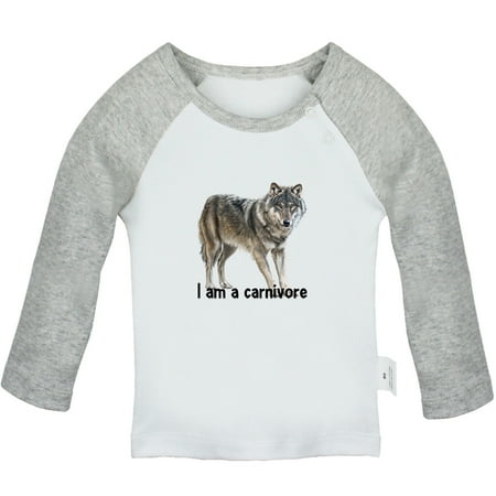 

I am a Carnivore Funny T shirt For Baby Newborn Babies Animal Wolf T-shirts Infant Tops 0-24M Kids Graphic Tees Clothing (Long Gray Raglan T-shirt 12-18 Months)