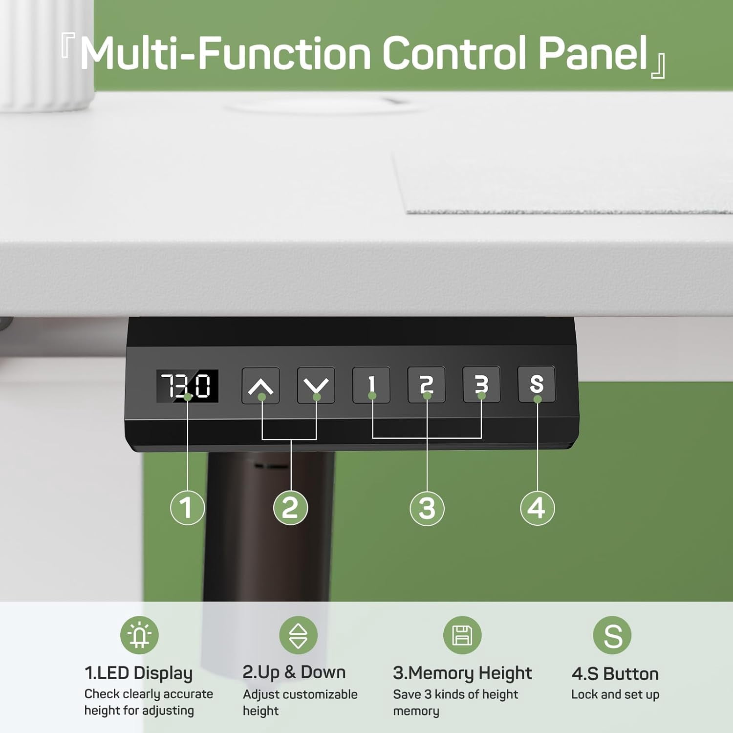 Electric Height Adjustable Standing Desk, 48x24 Inches, Ergonomic Sit-to-Stand Rising Computer Table for Home Office