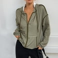 thumbnail image 3 of Hvyesh Women's Striped Zip Up Hoodie Long Sleeve Oversized Sweatshirt Casual 90S Y2K Streetwear Jacket Coat Vintage Preppy Shirt Outfits with Pocket, 3 of 7