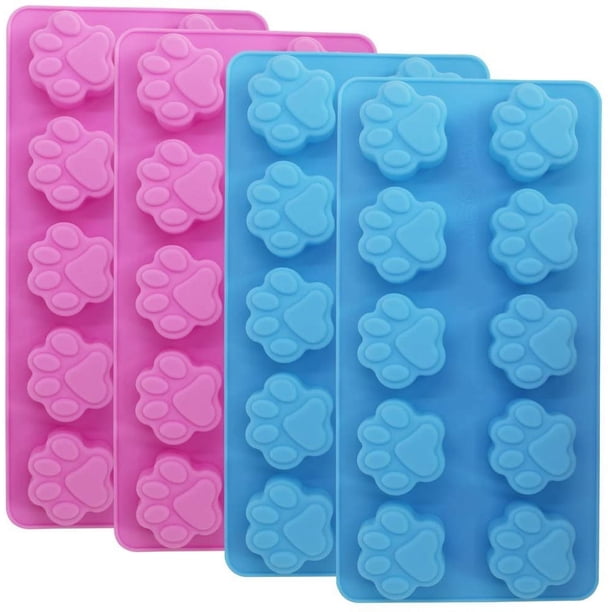 Molde de silicona de grado alimenticio con estampado de huellas, DaKuan, juego de 4 paquetes, reutilizable, para perro, gato, pata de animal, hielo, caramelo, chocolate, molde para hornear,