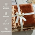 thumbnail image 4 of Lammaloe Queen Size Korean Mink Fleece Blanket for Winter, 9 lbs, 79" x 94", Heavy 2-Ply Warm Heavyweight Raschel Bed Blankets, Reversible Printed, Brown, 4 of 8