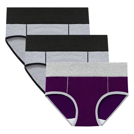 ATOYSOY Women s Clearance Solid Panty Classic Briefs Girls Comfy Multipack Underpants Stretchy Plus Size Hip Lifting Cotton Panties  3 Pack Shapewear Control Briefs for Ladies Purple XL