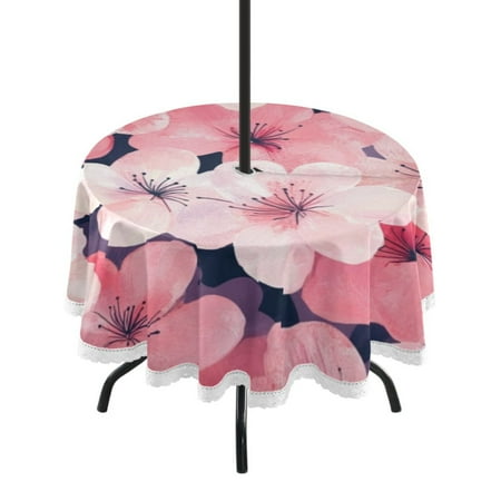 

Round Tablecloth 60*60 Inches Round Tablecloth Outdoor Style Tablecloth With Umbrella Holes Tablecloth Outdoor Suitable For Kitchens and Dining Rooms Plum Blossom Seamless