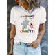 thumbnail image 1 of 1pc Women'S Casual Crew Neck T-Shirt with Colorful Elephant and Pig Print, Polyester Knit Fabric with Medium Stretch, All-Season Fashion Top, 1 of 6