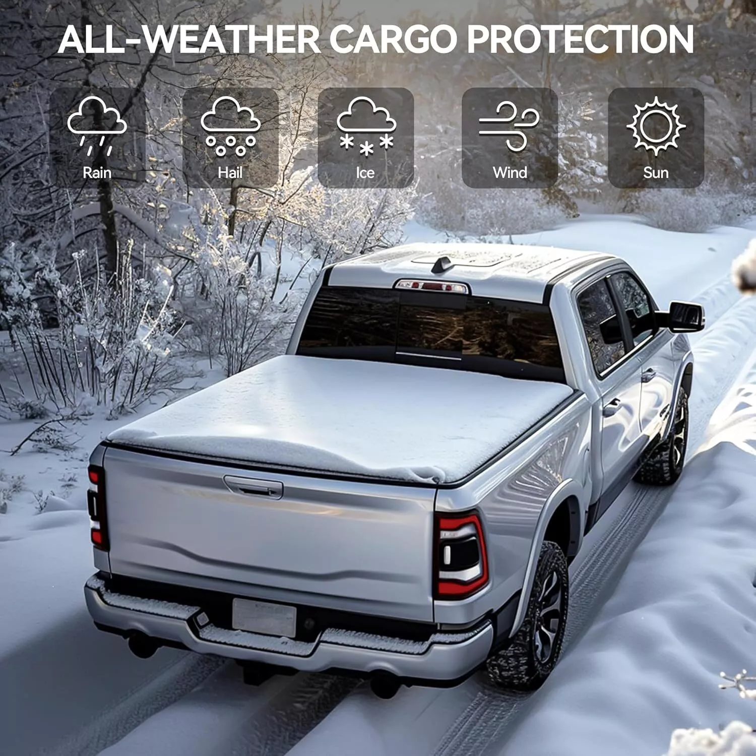 RVNI 3 Fold 5FT Hard Truck Bed Tonneau Cover For 2015-2023 2024 Chevy Colorado GMC Canyon