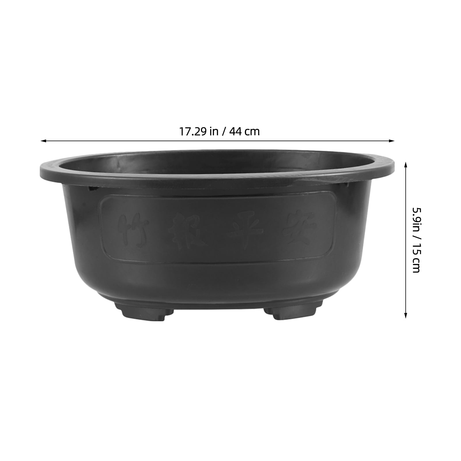 QIFULL 2Pcs Oval Black Plastic Flower Pot Large Bonsai Planter with Breathable Drainage for Indoor Outdoor