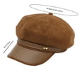 thumbnail image 3 of AJGRHE Womens Suede Newsboy Cap 8 Panel Paperboy Caps with Leather Brim Vintage Baseball Hat Baker Cabbie Beret Hats Beige One Size, 3 of 3