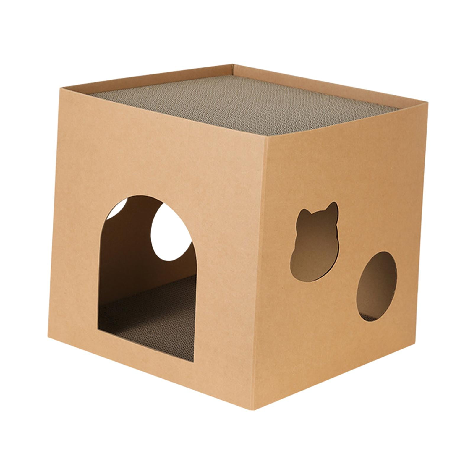 Corrugated Cat Cardboard Box Cats Box Cats Bed for Small Animals Indoor Bunny Brown L Walmart