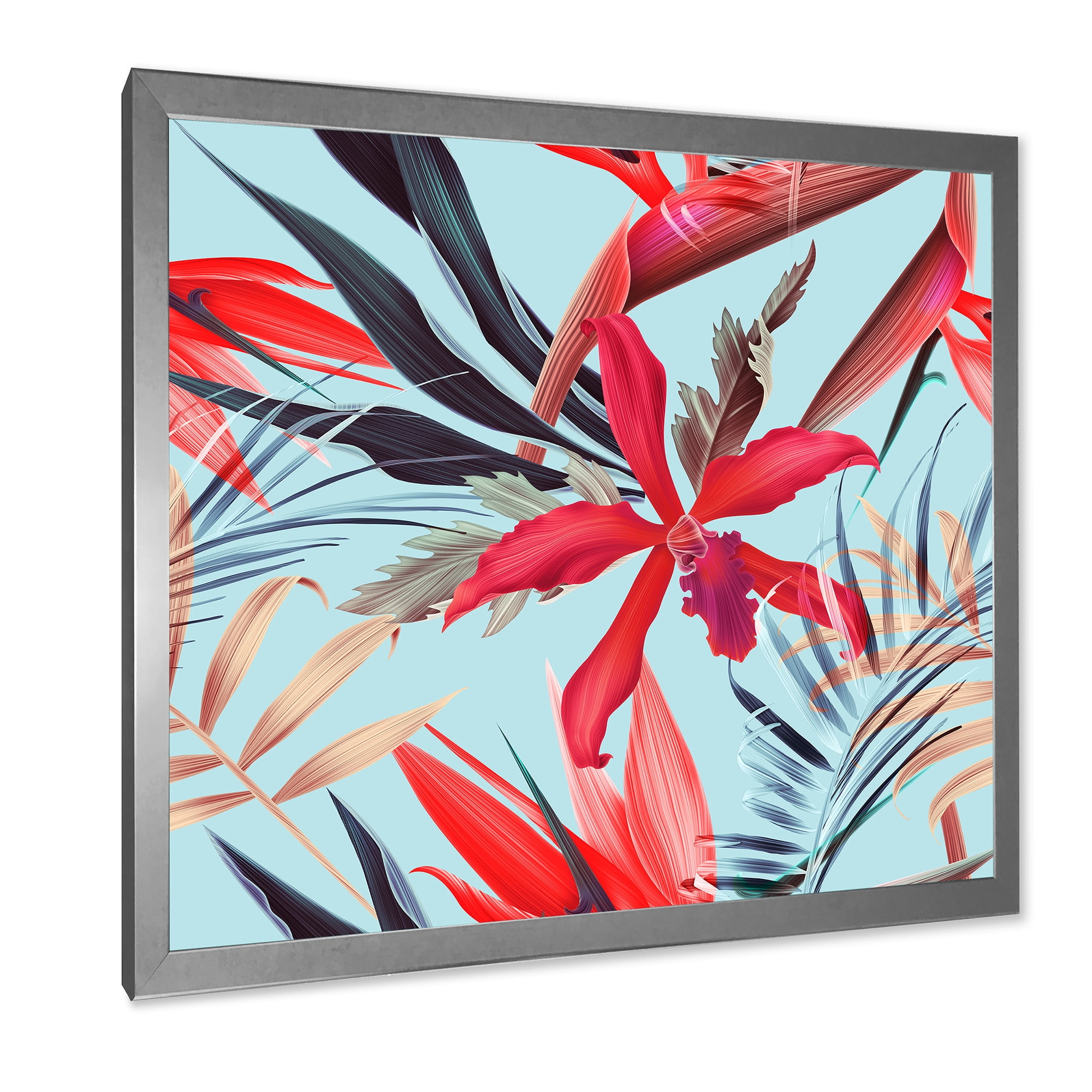 Designart 'VIntage Tropical Flowers IV' Traditional Framed Art Print