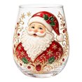 thumbnail image 2 of 2D Christmas Glass Cup, Festive Printed Holiday Drinkware with Santa Snowman Reindeer or Christmas Tree, Clear Glass for Winter Parties, Dinner Tables and Christmas Gifts, 2 of 8