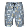 thumbnail image 4 of Kdxio Blue Bathroom Pattern Mens Casual Shorts - Drawstring Summer Beach Sports Shorts for Men, 4 of 9