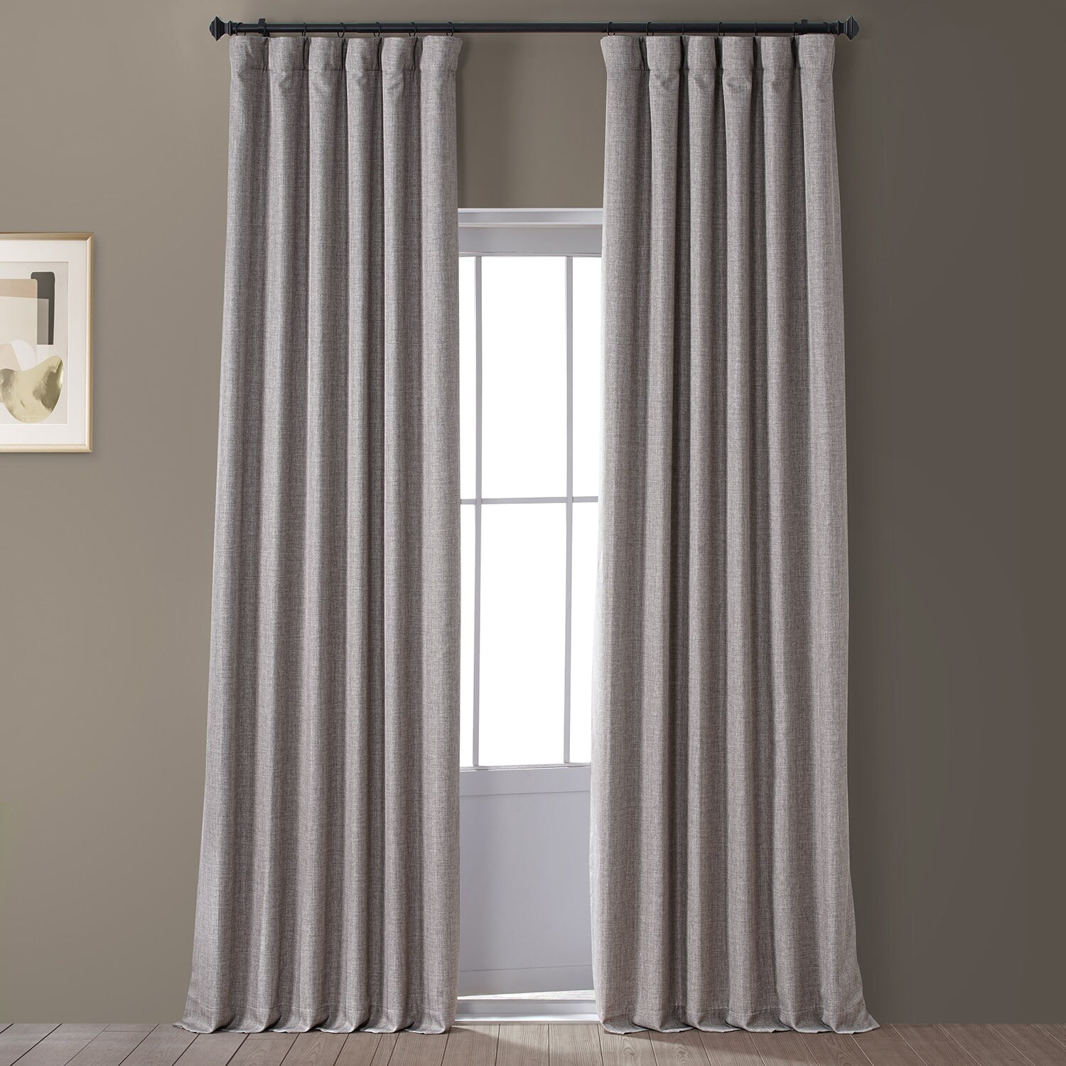Signature Destination Slate Faux Linen Blackout Curtain (1 Panel), Destination Slate, 50W X 84L