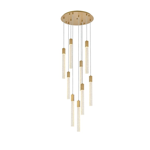 Weston 9 lights pendant in satin gold