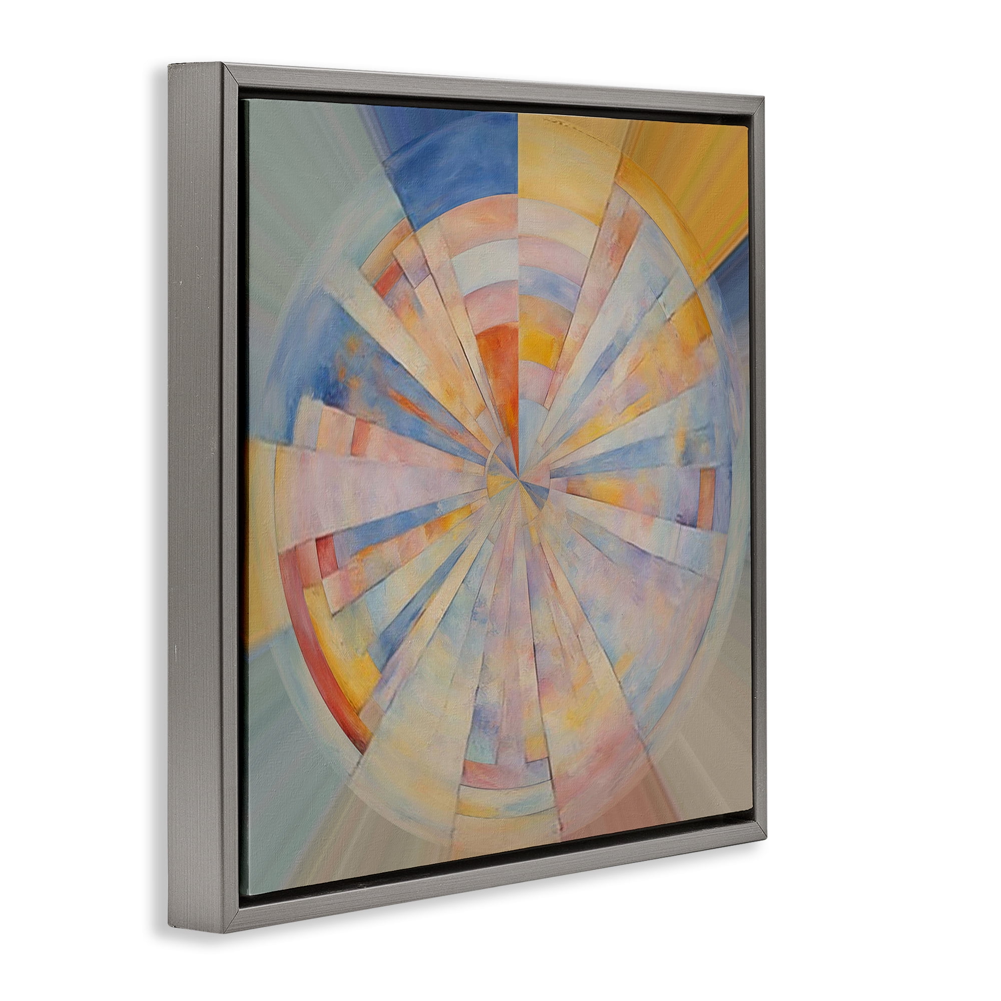 Stupell Industries Circle In Abstraction Abstract Painting Gray Floater Framed Canvas Art Print Wall Art, 18 x 18