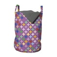 thumbnail image 1 of Abstract Laundry Bag, Retro Style Concept of Round Items with Various Colors Energetic Vibes, Basket with Handles Drawstring Closure for Laundromats, 13" x 19", Fuchsia and Multicolor, by Ambesonne, 1 of 4