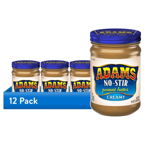 (12 pack) Adams No-Stir Creamy Peanut Butter, 16 oz