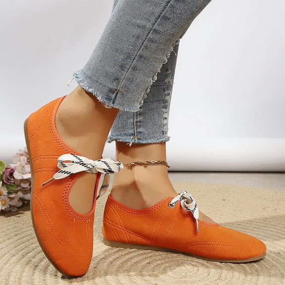Willtoo Ballet Flats for Women Round Toe Lace Up Comfortable Flats , Slip On Low Heel Mary Jane Ballerina Flats Shoes Non Slip Soft Insole Casual Walking Shoes