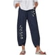 thumbnail image 1 of Pantalones estampados de bolsillo de algodón y lino sueltos casuales de verano para mujer Pantalones Pompotops  ulkah939022, 1 of 5