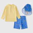 thumbnail image 6 of NIEWTR Boys Two Piece Long Sleeve Rash Guard Breathable Mesh Swim Top Quick-Dry Toddler Swim Set(Yellow,7-8 Years), 6 of 9