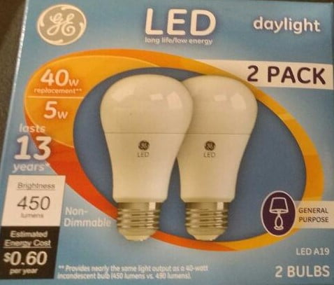 General Electric 68761 CLR Ref 4W Clear BM Shape LED Light Bulb 2 Pack 40W repl 
