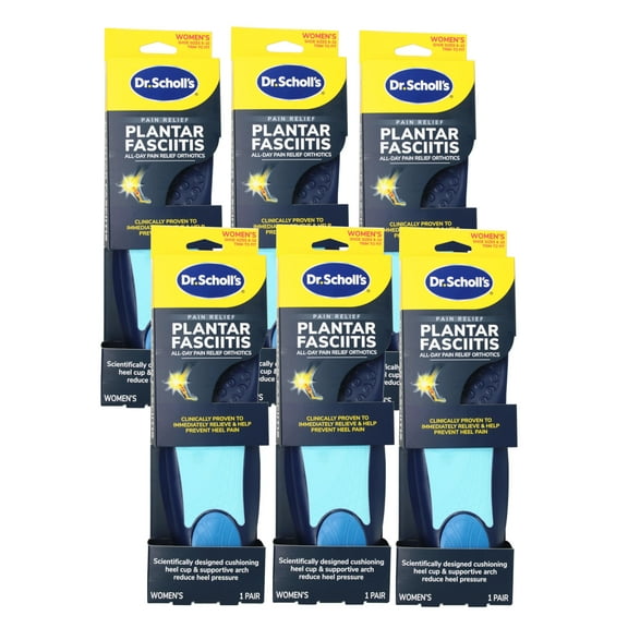 Dr. Schollâ€™s Plantar Fasciitis Pain Relief Orthotic Insoles, Immediately Relieves Pain: Heel, Spurs, Arch Support, Distributes Foot Pressure, Women's Shoe Size 6-10, 1 Pair (Pack of 6)