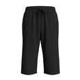 thumbnail image 5 of Dwellite Cotton Linen Shorts for Men Casual Elastic Waist Drawstring Summer Vacation Beach Shorts with Pockets Black 3XL, 5 of 5