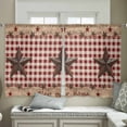 thumbnail image 4 of Country Star Farm Semi Sheer Curtains 45 Inch Length 2 Panels Set, Farmhouse Plaid Texas Vintage Fruit Sheer Kitchen Curtain Privacy Voile Window Curtain for Living Room Bedroom Rod Pocket Drapes, 4 of 7