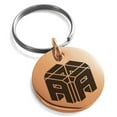 thumbnail image 1 of Stainless Steel Letter A Initial 3D Cube Box Monogram Engraved Small Medallion Circle Charm Keychain Keyring, 1 of 1
