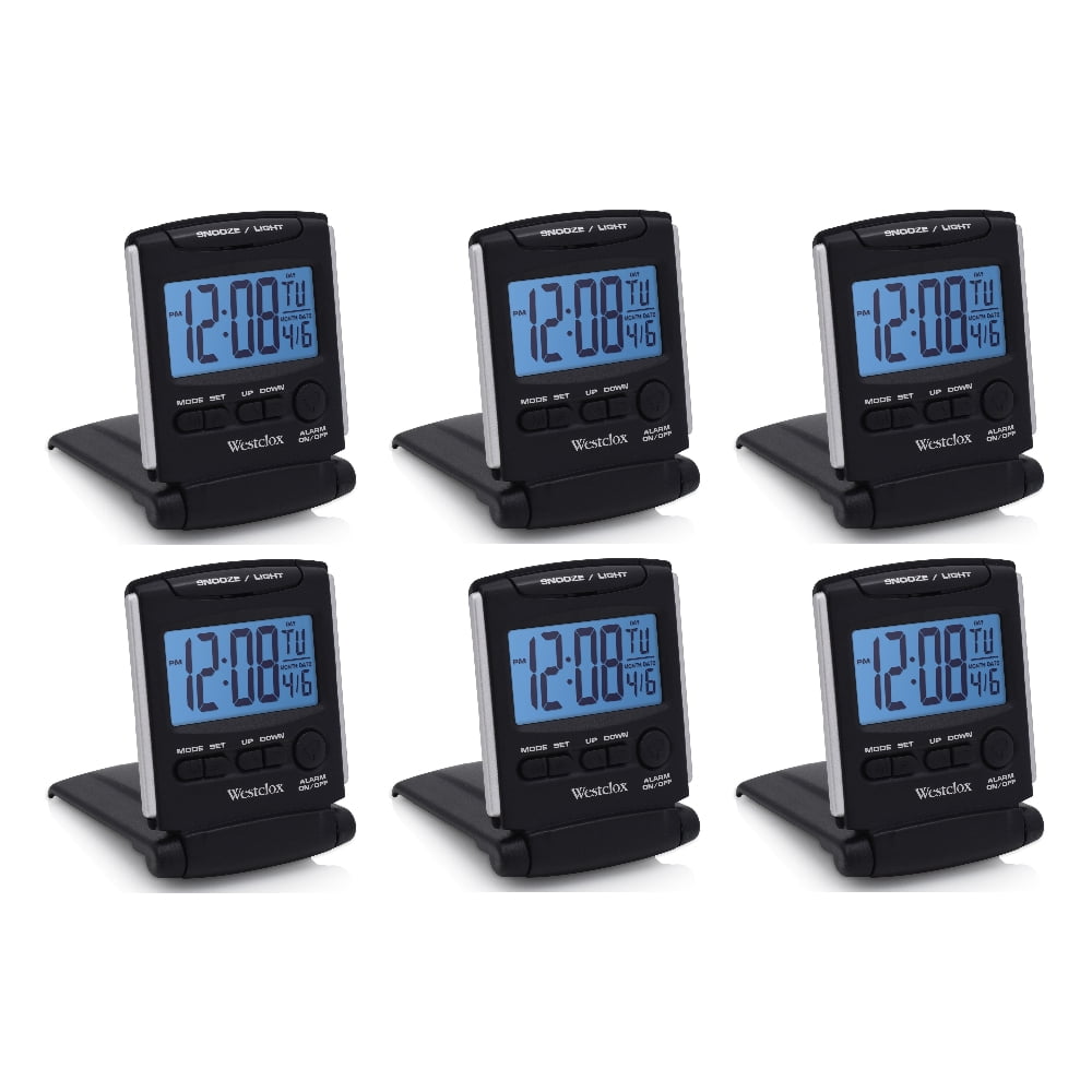 Westclox 72028 Black Compact Fold-up Travel Alarm LCD Display Digital Clock 