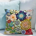 thumbnail image 6 of Boho Floral Throw Pillow Covers Set of 2 Colorful Bohemian Flower Decorative Cushions Pillowcase for Bedroom Sofa Home Decor, 18x18 Inch, Velvet, Short Plush, 6 of 6