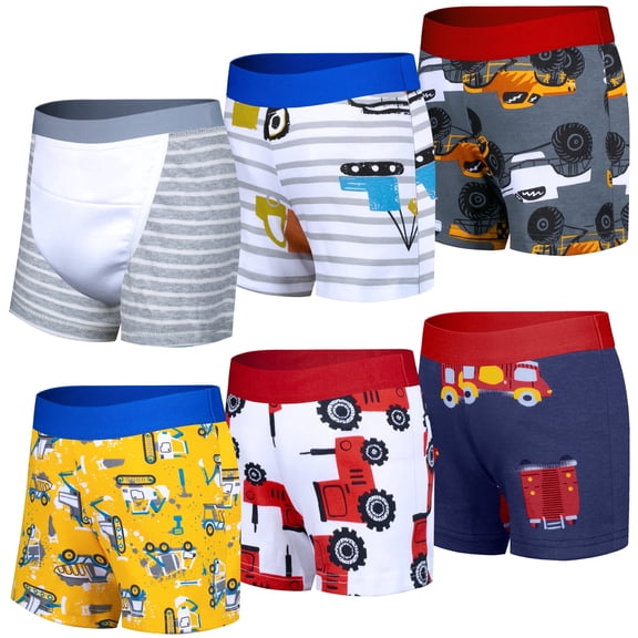 BIG ELEPHANT 6 Pack Cotton Potty Training Pants for Toddlers, Soft Absorbent Unisex Boxer Style Underwear for Boys & Girls, Sizes 2-5Y