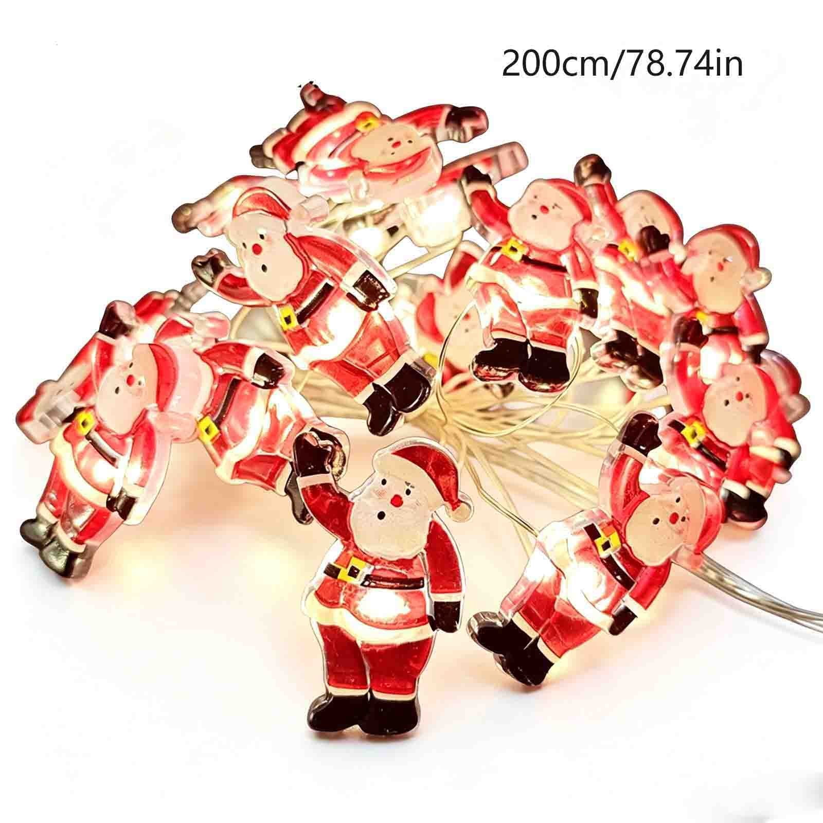 Santa Claus LED String Lights 6.56 ft 20 Bulbs Warm White Battery – details