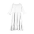 thumbnail image 3 of Abcomgle Girls Maxi Dress Size 7-8 Casual A-line Ruffle 3/4 Sleeve Girls Long Dresses Cute Crew Neck Sundresses Tiered Dresses with Pockets,5-6 Years White, 3 of 4