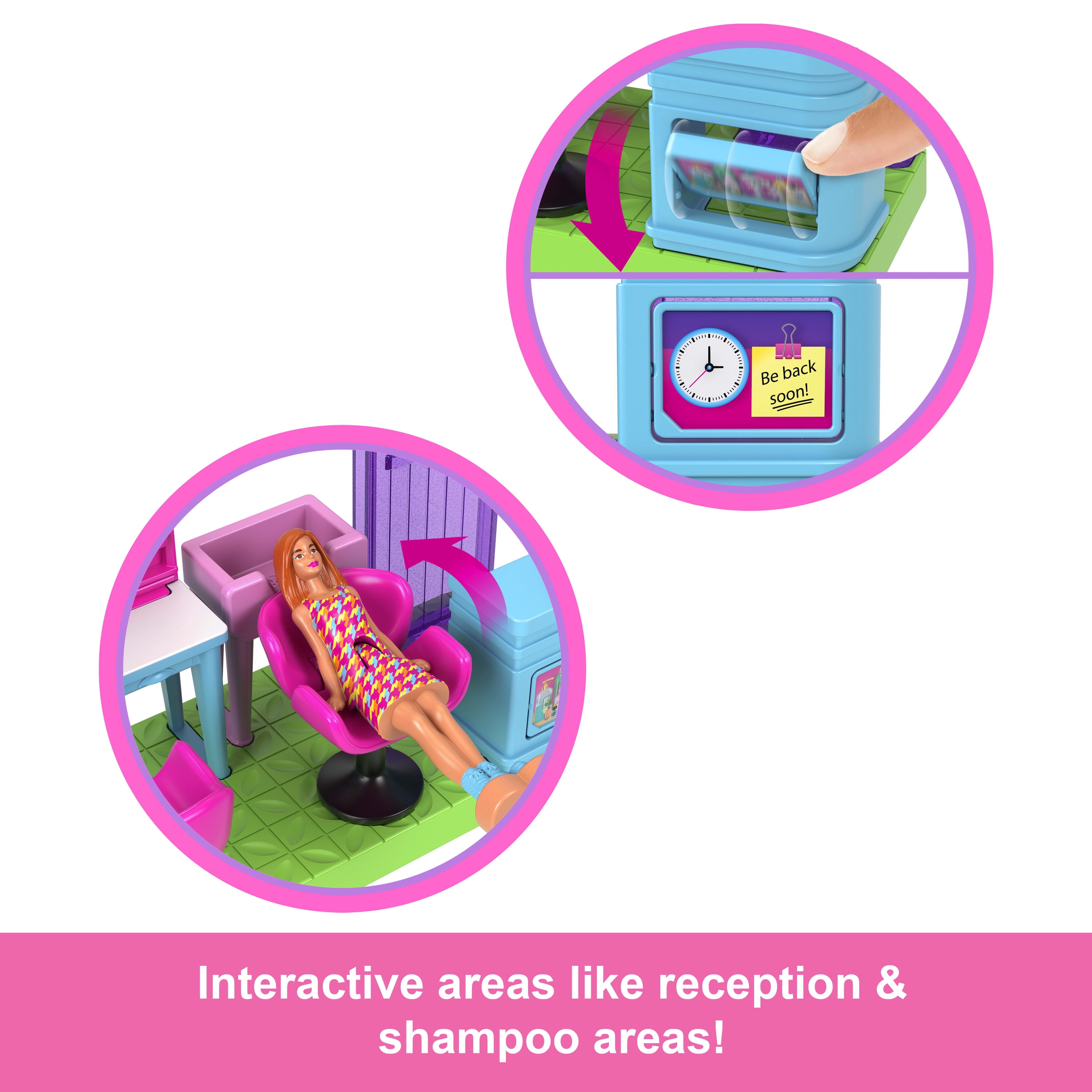 Barbie Mini BarbieLand Collectible Hair Salon Playset with 1.5-inch Barbie Doll, Interactive Play Areas for Storytelling Fun