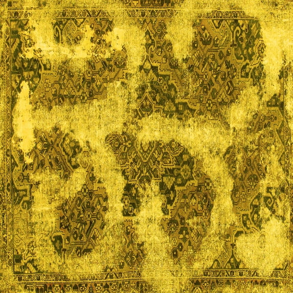 Ahgly Company Indoor Square Abstract Yellow Modern Area Rugs, 8' Square