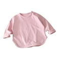 thumbnail image 3 of Tshirts for Girls Light Pink Long Sleeve Shirt Boys Crew Neck Shirt Basic Tops Boys Fall Shirts Girls Outfit 6-12 Months, 3 of 3