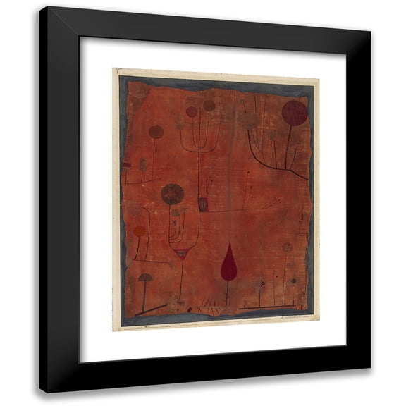 Paul Klee 12x14 Black Modern Framed Museum Art Print Titled - Fruits on Red (1930)