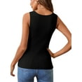 thumbnail image 4 of SHIBEVER Women Sleeveless Tops Summer Knit Tank Casual Ribbed Square Neck Blouse Basic Tanks Trendy Solid Color Black Tee Size M, 4 of 6