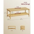 thumbnail image 5 of 2-Tier Coffee Table with Rattan Shelf, 47.2 Inch Rectangular Living Room Table with Rounded Corners, 110 lb Capacity for Sofa Office, Oak Beige, 5 of 5