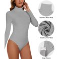 thumbnail image 4 of MANIFIQUE Women's Mock Turtle Neck Long Sleeve Tops Bodysuit Jumpsuit, 4 of 6