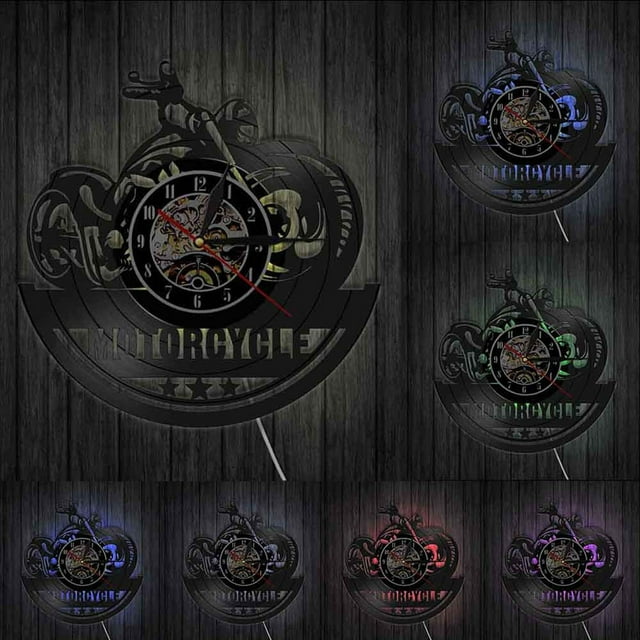 Horloge Murale en Vinyle Style Moto