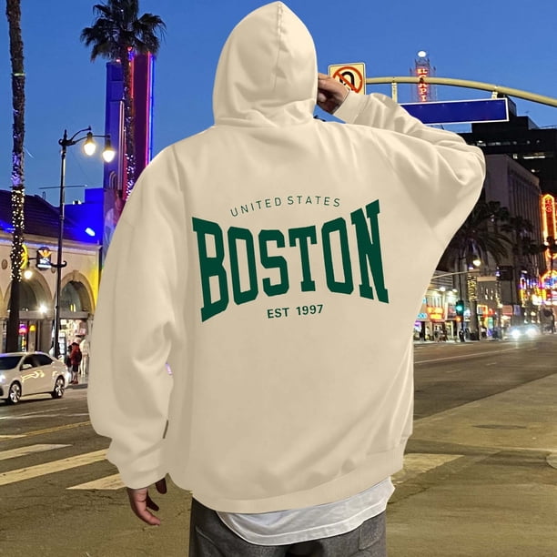 WILLBEST Sudadera con Capucha y Estampado De Letras para Hombre, Estilo Cómodo y Uso Diario Mediana
