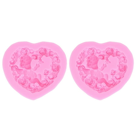 

2Pcs Silicone Roses Molds Heart Shaped Roses Garland Food Grade Silicone Durable Soft Odorless Widely Used Fondant Molds